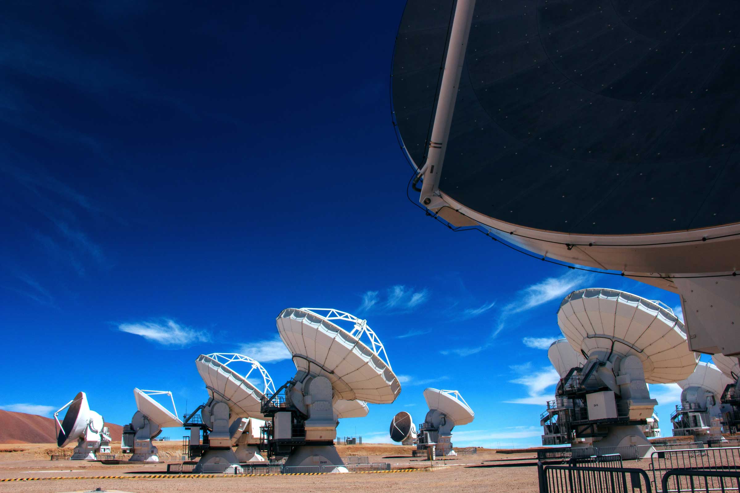 Large array of radio telescopes representing one of the specialist scientific sectors supplied by NTE.