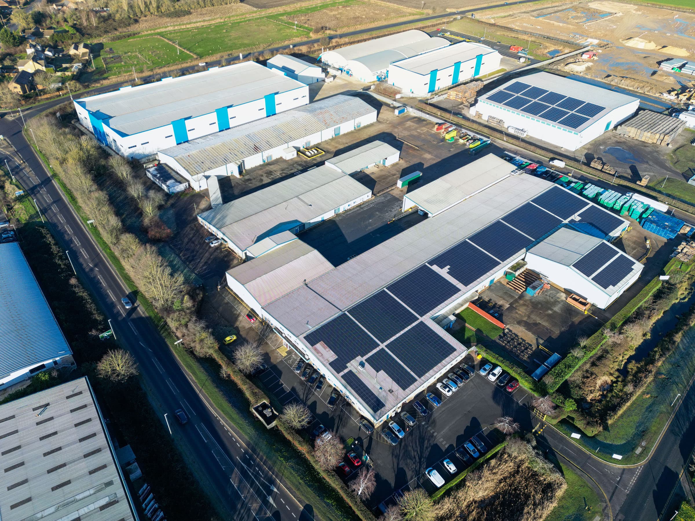 Solar panels in a modern industrial park